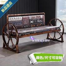 Hairdressing shop retro sofa barber shop fashion metal 1 waiting chair personality rest waiting chair industrial style restaurant