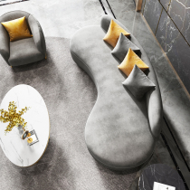 Light extravagant arched semi-circle cloth art clothing shop sofa minimalist modern Nordic beauty salon reception net red sofa composition