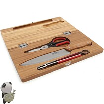 Outdoor folding 3 cutting board picnic portable field cooking tableware three-piece set kitchenware bamboo cutting board