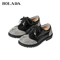 bolada Boys' Leather Shoes Black Kids Dress Boys Host Suit 2022 New Glitter Show Shoes