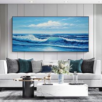 Hand-painted Oil Painting Horizontal Version Sea View Living Room Light Lavish Decoration Painting Bedroom Bedside Hanging Picture Book House Office Mural Painting