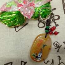 Double Hot Natural Agate Jade Medullary Jade Orchid Green Buckle Apple Car Key Buckle Process Gift Manufacturer Direct