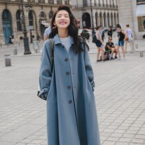 Hepburn hair coat womens autumn and winter 2021 New Korean version of female loose slim body long woolen coat tide