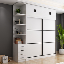 Wardrobe sliding door Simple modern economical bedroom overall assembly wooden 2 doors 3 sliding doors Coat cabinet