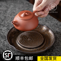 Coarse Pottery dry bubble plate tea table small pot bearing purple sand teapot support pot mat retro Japanese water storage tea tray kung fu tea set