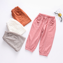 New fungus lace bloomers summer girls baby anti mosquito pants thin trousers small children Air conditioning pants