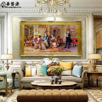 European style hand-painted oil painting palace figures living room decoration painting large study American wall painting mural painting horizontal customization