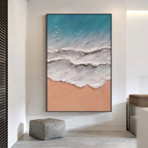 Hand Painted Oil Painting in the family Xuanguan Decorative Painting Brief modern single-amplitude background wall Wall Painting Corridor Hang Painting Wave Scenery