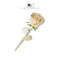 Korean temperament high-grade Pearl rose brooch female pin simple retro suit corsage evening dress accessories