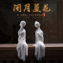 Creative ceramic Lady figures ornaments living room Study Office wine cabinet decorations Zen decorative crafts
