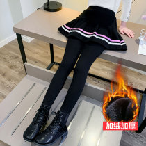 Girls plus plus plus thick leggings little girl autumn winter vacation two pieces of culottes childrens pant skirts outside wear foreign warm pants