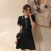 European Station's new sweet fried street fashion slimming down and luxury He Ben wind polo collar dress