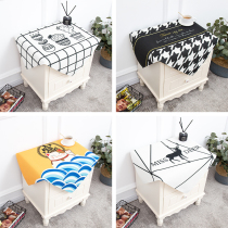 Bedside table cover square dust cover cloth thickened cotton and linen tablecloth protective cover cover towel ins net red fabric