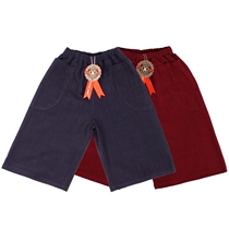 Linen boys and girls wide-leg pants thin childrens cotton and linen loose large-scale pants spring and summer anti-mosquito nine-point pants retro