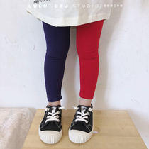 Bean Bag Monarch Spring Autumn Korean version Mens and womens children All cotton elastic body Thunderpants parquet color Children long pants AB Pants Tide