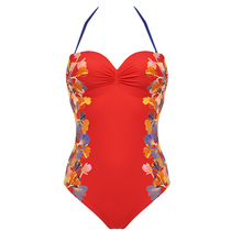 (Sale)selmark Spanish Romantic style printed bandeau one-piece swimsuit B4756