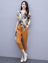 Casual cotton linen set women 2020 Summer new size fashion foreign style thin linen casual pants two-piece tide