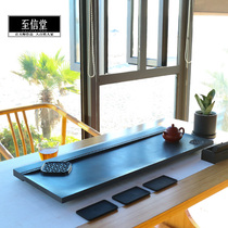 Zhixintang whole natural black gold stone tea tray Black gold stone tea table hollow drainage stone Tea sea household tea set