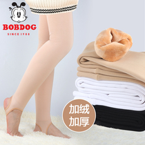 Girls pantyhose autumn and winter plus velvet thickening stepping on the feet girls leggings flesh-colored light leg artifact dance socks