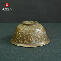 Ancient Play Bronze Ware Transmission of Old Bronze Bauer Qing Bronze Bowl of Bronze Bowl Tangled Flowers Pure Bronze Bowl of pure copper bowl solid core thick