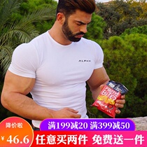 Muscle brothers short-sleeved sports fitness clothes mens summer loose breathable thin training clothes top round neck t-shirt