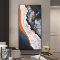 Hand-painted oil painting orange abstract porch decorative painting modern simple ink rhyme art light luxury aisle background wall hanging painting