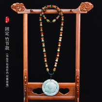 Full jade bead chain Long pendant necklace Lanyard Mens sweater chain Jade jade Jade Hetian Obsidian Buddha brand Gold