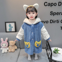 Girl flannel gown autumn winter girl baby bathrobe cute coral coral plyjacket childrens home suit