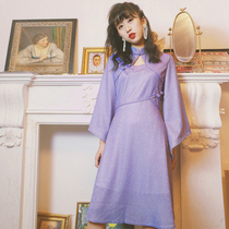 Huang Niuniu classmates original homemade Galaxy color sprinkled silver hollow vintage modified Cheongsam dress autumn