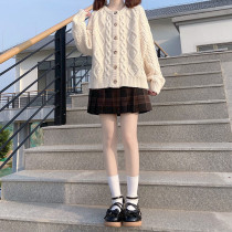 (Tokyo twentremember JK) Japanese schoolgirl original positive JK pure color long sleeve day of jute cardiovert sweater