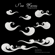 Kushun Hailang Xiangyun embroidery cloth patch blue gold and silver thread moiré Sea large patch Chinese style accessories cos