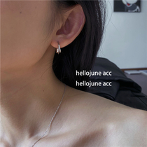 hellojune 925 Silver Simple Glossy C Ring Earrings Daily Cold Wind Joker Earring