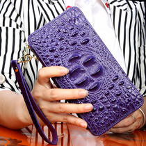 Thai imported avocado leather lady purse bracelet handbag genuine leather long wallet fashion multi-blocking handbags women