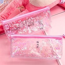 Creative quicksand into oil large capacity pencil case cute cartoon stationery box girl heart pencil box student stationery wholesale