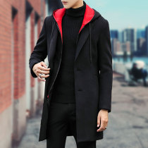 Fugui bird autumn winter Maos great clothes mens Korean version Trend fashion wool jacket with long style anti-chill and even cap windsuit