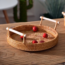 Vietnam pure hand-woven wood double ear tabletop snack tray debris to house basket home living room basket