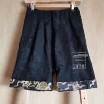 Cloud decoration totem original design womens boots and pants new national style plate gold embroidery old satin wild three-point pants black