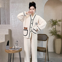 2022 autumn and winter new pajamas female coral velvet cartoon casual cute style can be worn outside thick home service suit
