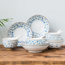 Porcelain soul household tableware set Chinese blue and white porcelain set dishes dishes ceramic dishes set set dishes tableware commercial