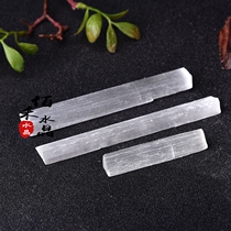 Baihe Crystal natural gypsum long strip ornaments white gypsum raw stone single crystal cylindrical ore specimen energy stone