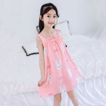 Girls Modal Pajamas Summer ultra-thin Baby princess dress Long Childrens night dress cute home clothes