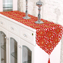 Wedding table flag hollow table mat red tablecloth tea table flag TV cabinet flag European embroidery cover cloth art