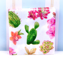 Cactus mouth cloth flower printing napkin color placemat paper hotel banquet paper cup flower paper restaurant coaster paper