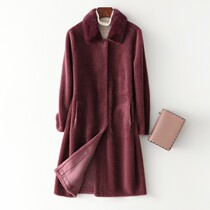 Zqqz sheared wool coat women's middle school long mink fur collar 2019 new grain wool fur coat 1936