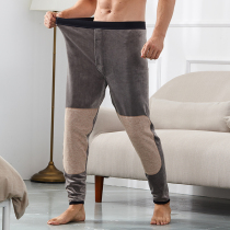 Extra large size cotton pants mens glossy winter fat increase thickened velvet warm pants for the elderly mens high waist loose