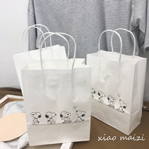 Korean style ins simple cute net red puppy white paper bag portable shopping bag Cartoon gift packaging bag props