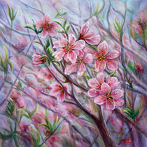 Sun Zhonghai Peach BlossomRealistic oil painting on canvas Collection Oil painting living room decoration painting