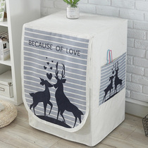 Nordic elk style automatic drum washing machine dust cover thickened fabric cotton linen waterproof sunscreen cover Haier