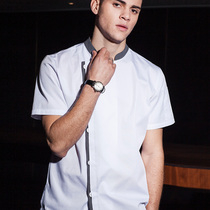 Domino summer chef overalls male breathable short-sleeved restaurant chefs clothing thin summer custom LOGO