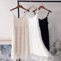 Lace Beating Bottom Pendant With Skirt Embroidered Lace elastic loose gauze Nets with vest long dress Lioness Dress Fairy Spring